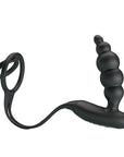 Vibrating Cock Ring w/ Plug - Black