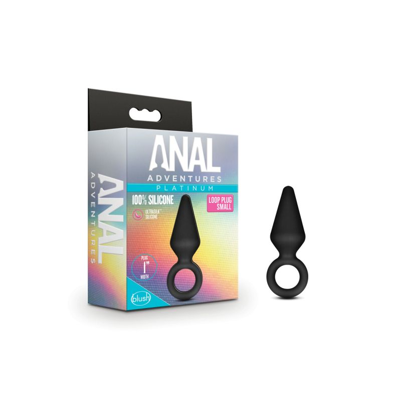 Anal Adventures - Platinum Silicone Anal Loop Plug Small - Black