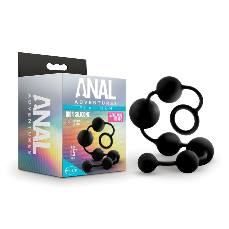Anal Adventures - Platinum Silicone Large Anal Beads - Black