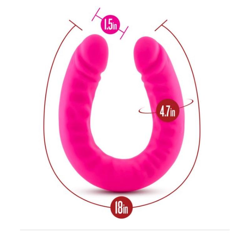 Ruse - Silicone Slim 18&quot; Double Dong - Hot Pink