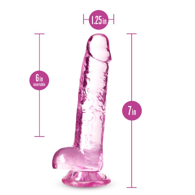 Naturally Yours - 7&quot; Crystaline Dildo - Rose