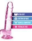 Naturally Yours - 7" Crystaline Dildo - Rose