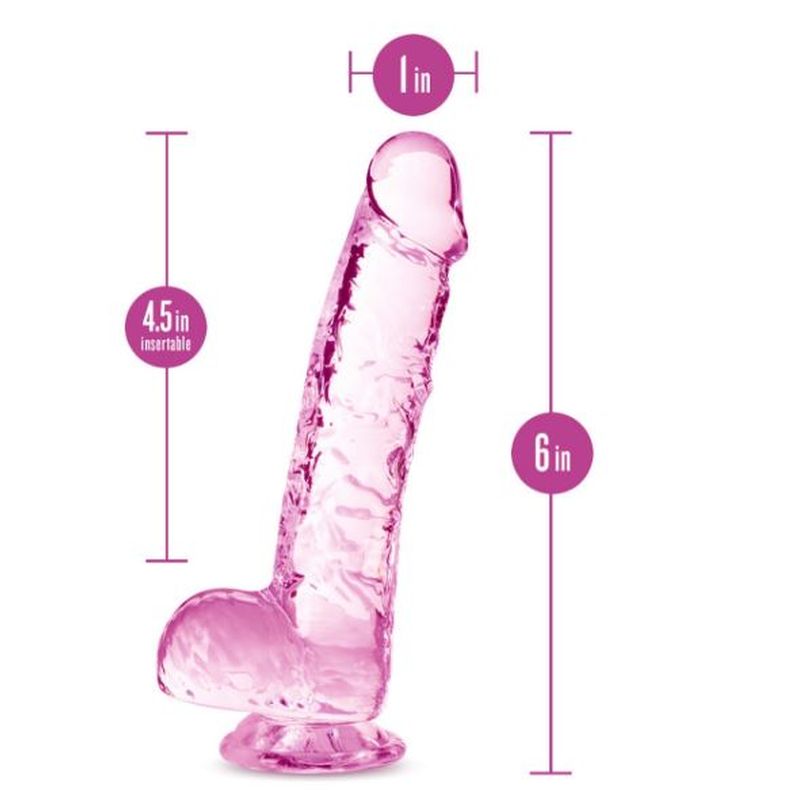 Naturally Yours - 6&quot; Crystaline Dildo - Rose