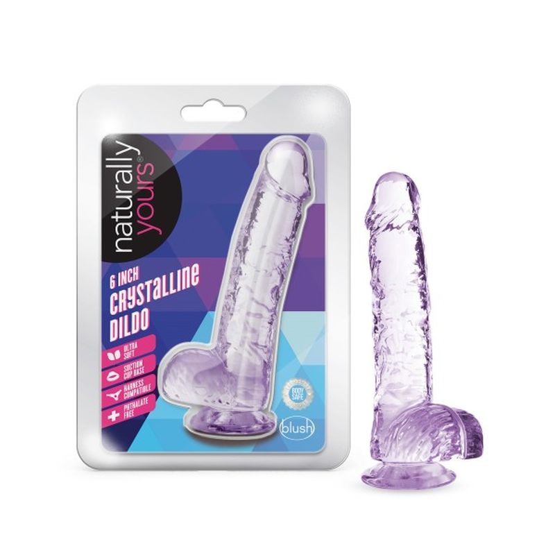 Naturally Yours - 6&quot; Crystaline Dildo - Amethyst