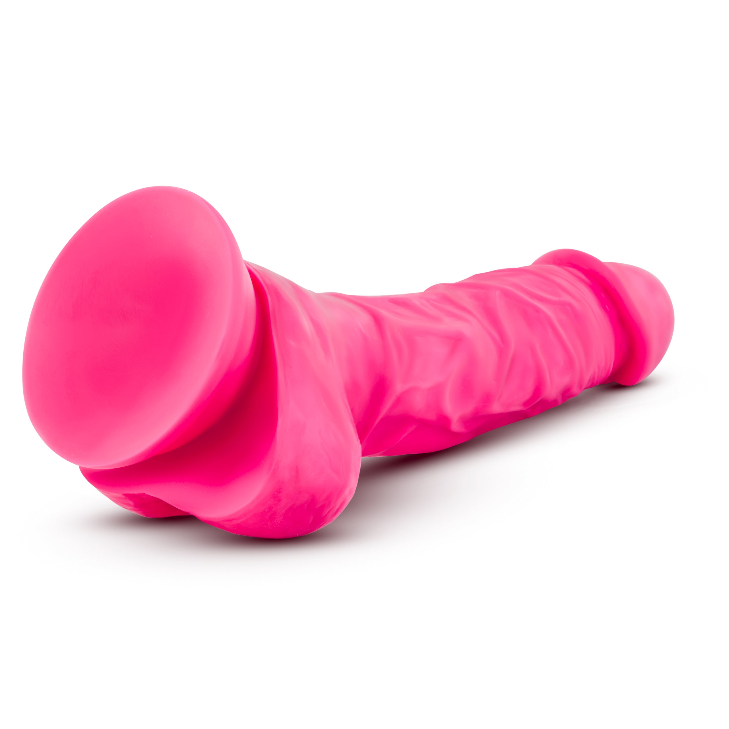 Neo Elite - 7.5&quot; Silicone Dual Density Cock with Balls - Neon Pink