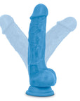 Neo - 7.5" Dual Density Cock With Balls - Neon Blue