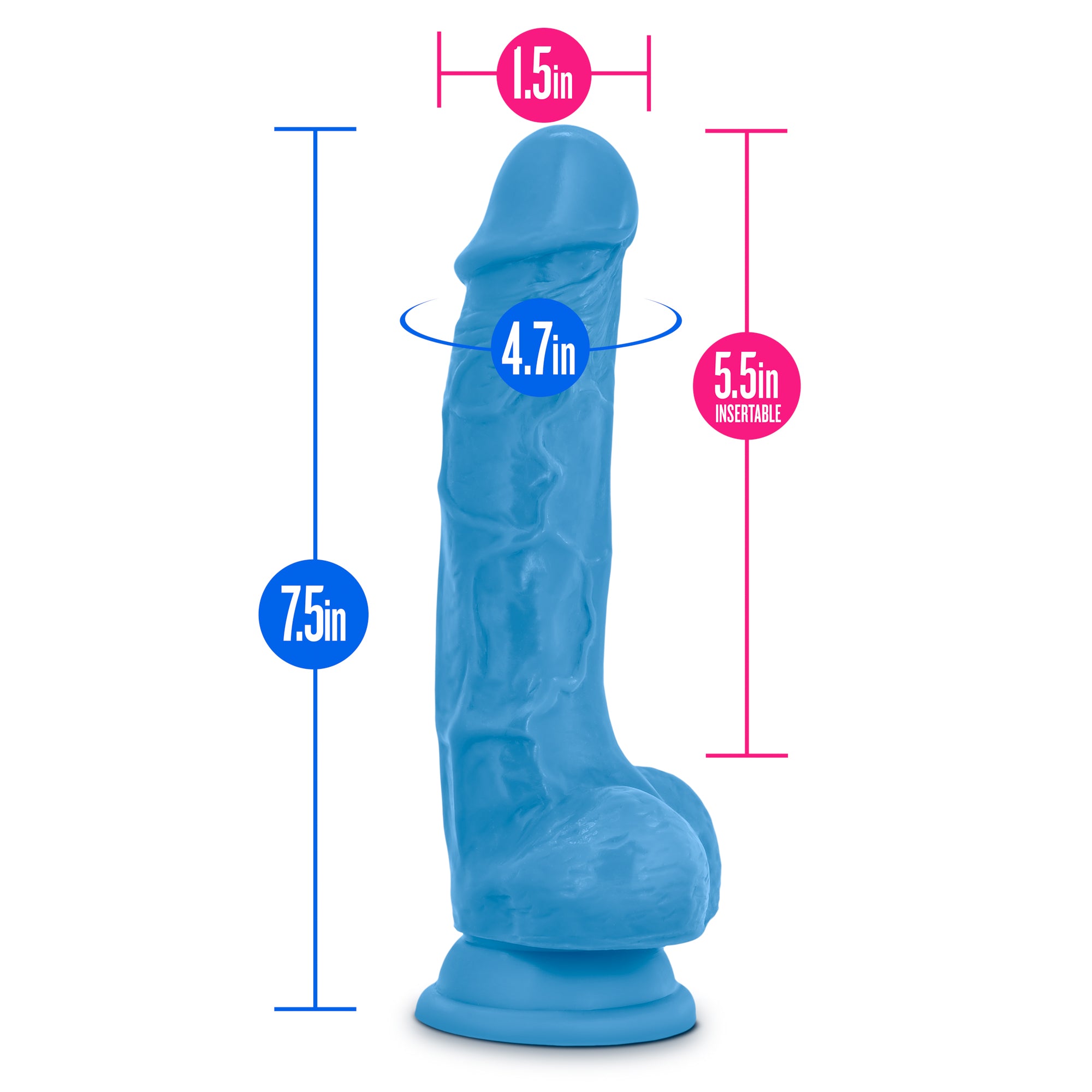 Neo - 7.5&quot; Dual Density Cock With Balls - Neon Blue