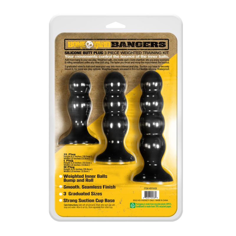 Bangers Silicone Ass Training Kit 3 Pieces - Black