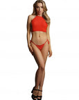 Le Desir - Festive Rhinestone Top and Thong - Red