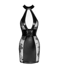 Power Wetlook Short Tulle Dress with Inserts & Corset Binding - Black