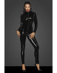 Long Button Up PVC Overall - Black