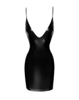 Power Wetlook Mini Dress with Lace Up Back - Black