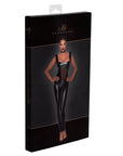 Power Wetlook Overall with Tulle Panel - Black