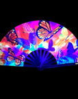 Butterfly Garden Blacklight Folding Fan - Multi-Colour