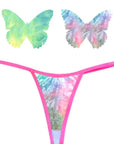 Rainbow Sherbet Tie Die Butterfly Pastie and Panty Set - Multi-Colour