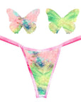Rainbow Sherbet Tie Die Butterfly Pastie and Panty Set - Multi-Colour