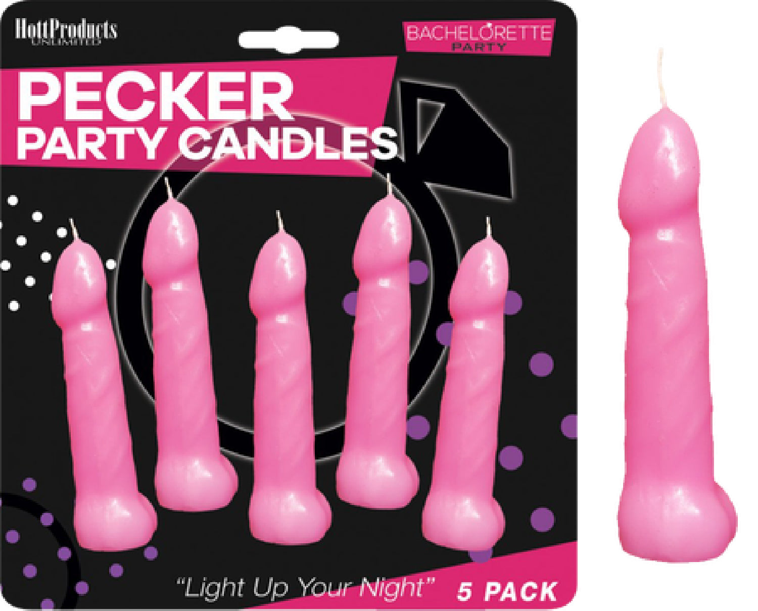 Bachelorette Pecker Party Pink Candles 5pk - K. P.