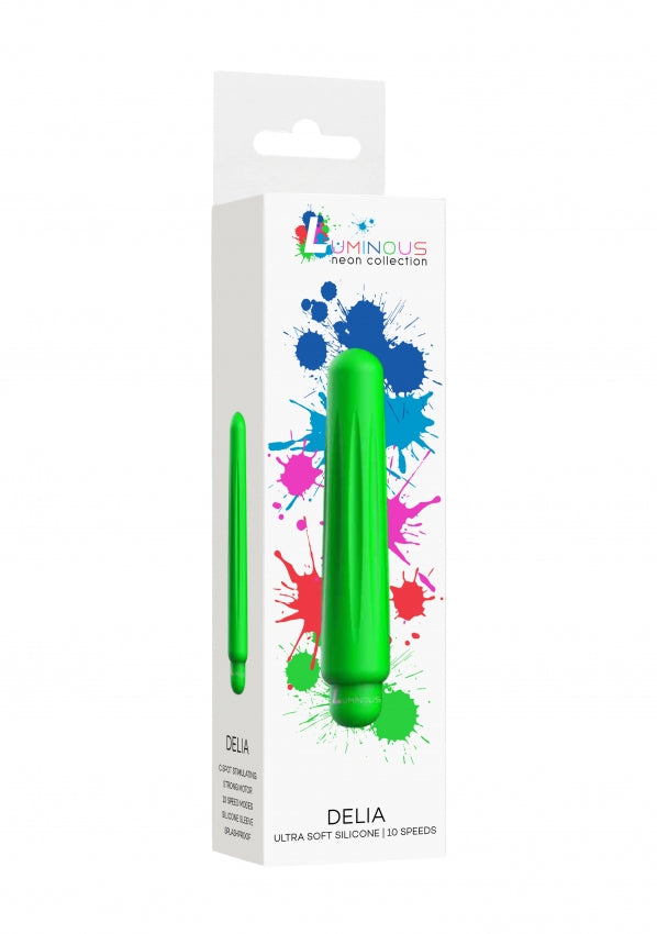 Luminous ABS Bullet With Silicone Sleeve 10-Speeds - Delia - Green