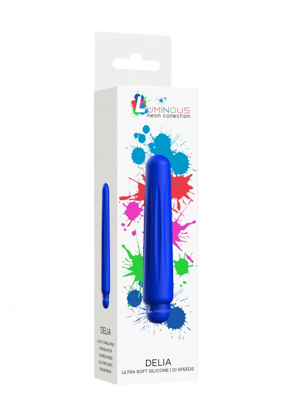Luminous ABS Bullet With Silicone Sleeve 10-Speeds - Delia - Royal Blue
