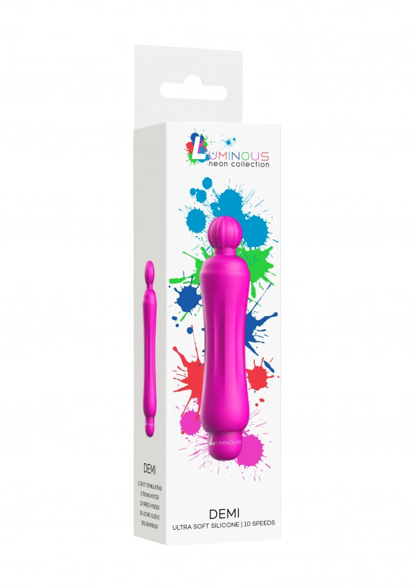 Luminous ABS Bullet With Silicone Sleeve 10-Speeds - Demi - Fuchsia