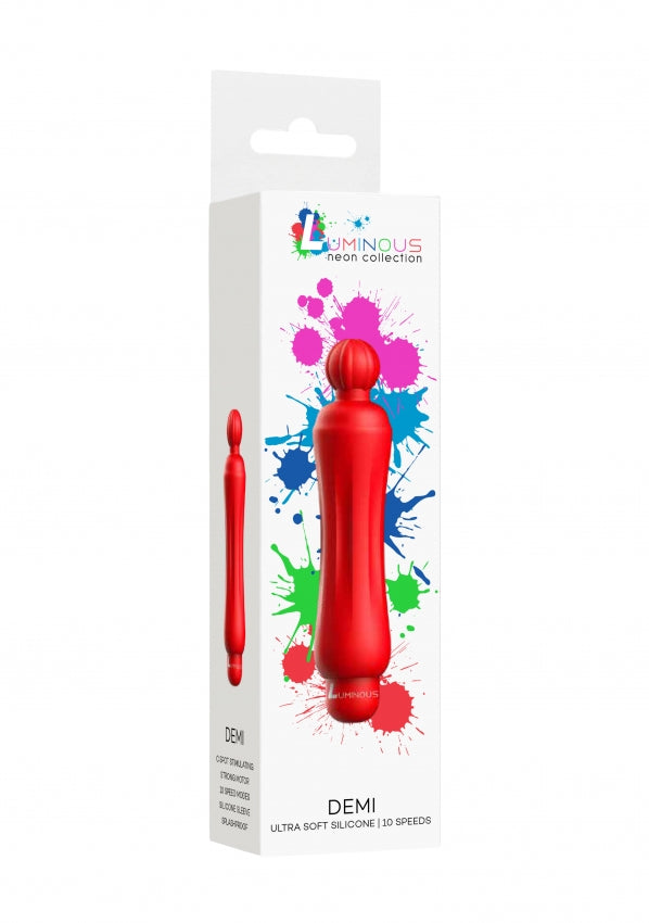 Luminous ABS Bullet With Silicone Sleeve 10-Speeds - Demi - Red