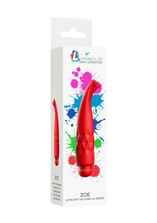 Luminous ABS Bullet With Silicone Sleeve - Zoe - Red