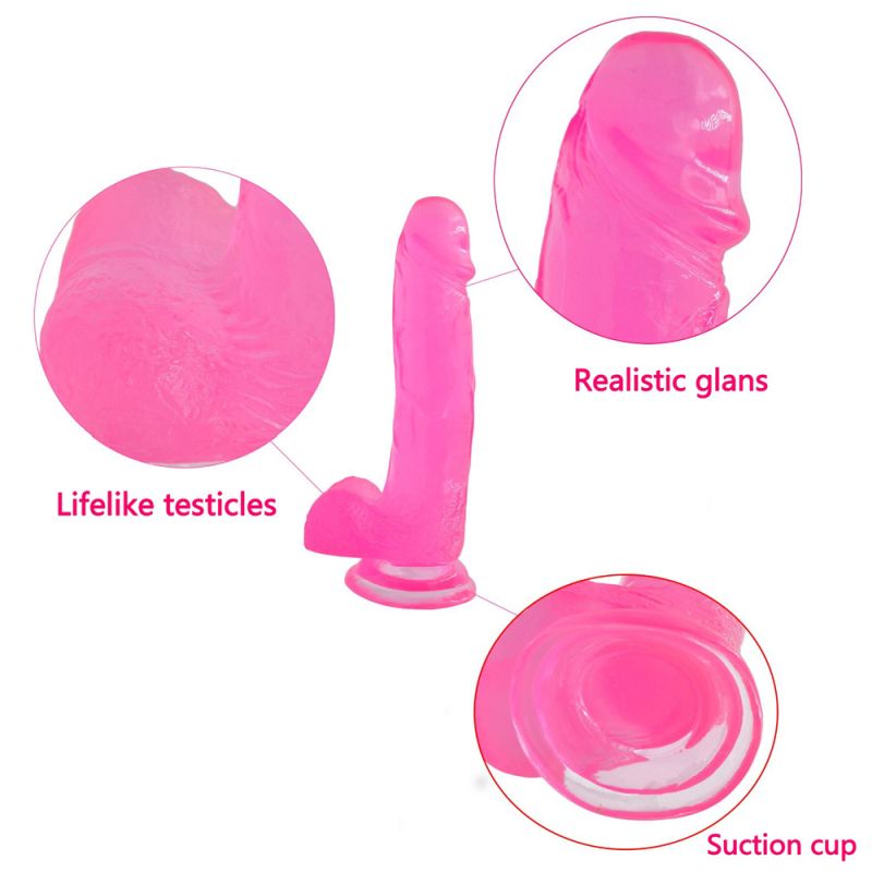 Jelly Studs - 8" Crystal Dildo - Large - Pink - K. P.