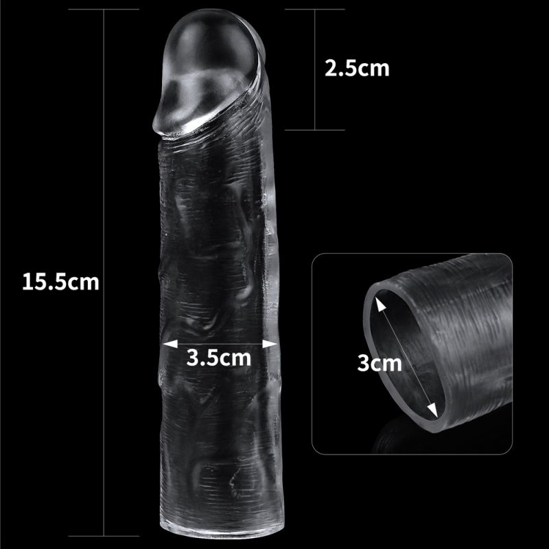 Penis Extender Sleeve Plus 1 Inch - Clear