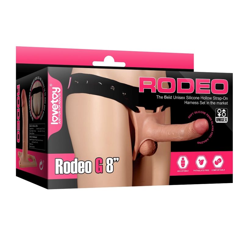 Rodeo - Hollow G Strap On Set 8&quot; - Flesh