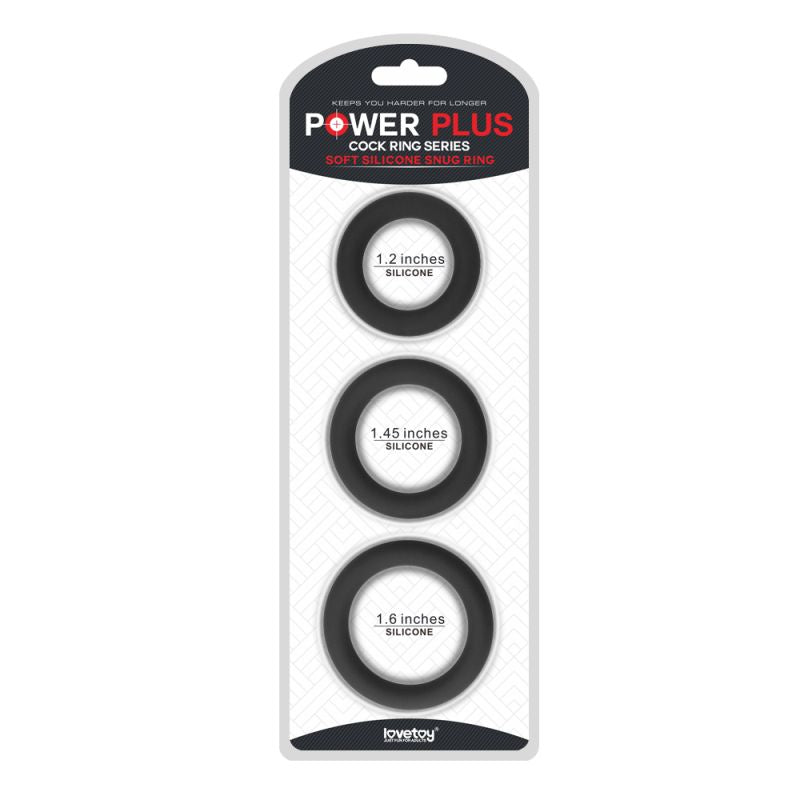 Power Plus - Silicone 3 Piece Cock Ring Set - Black - K. P.