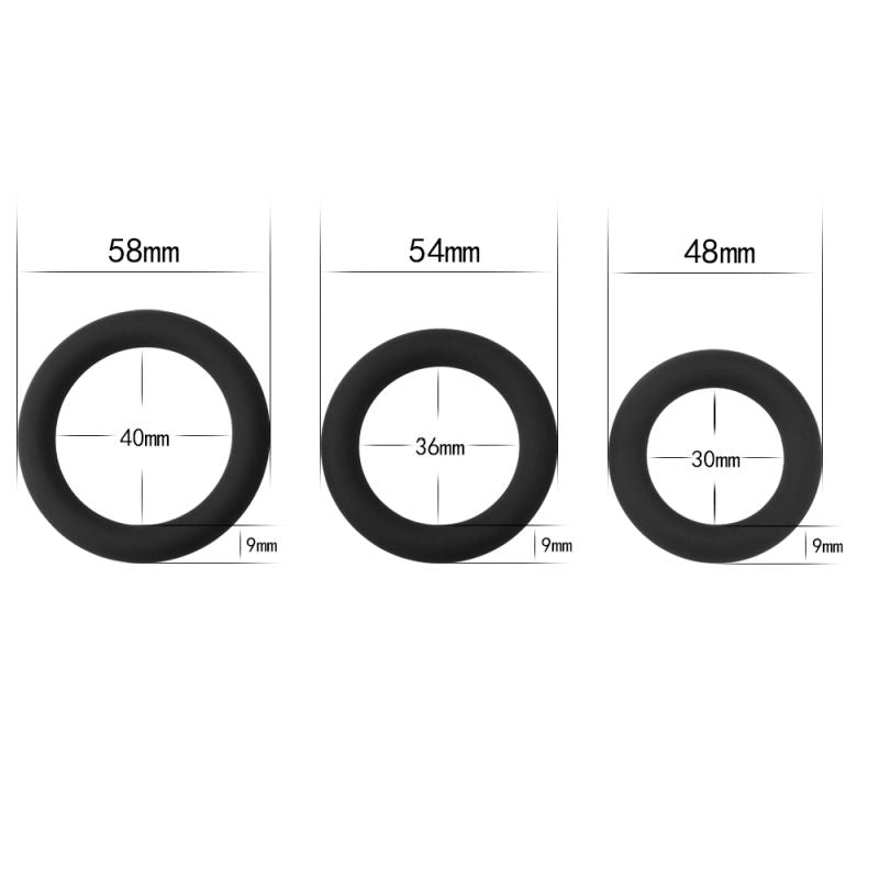 Power Plus - Silicone 3 Piece Cock Ring Set - Black - K. P.