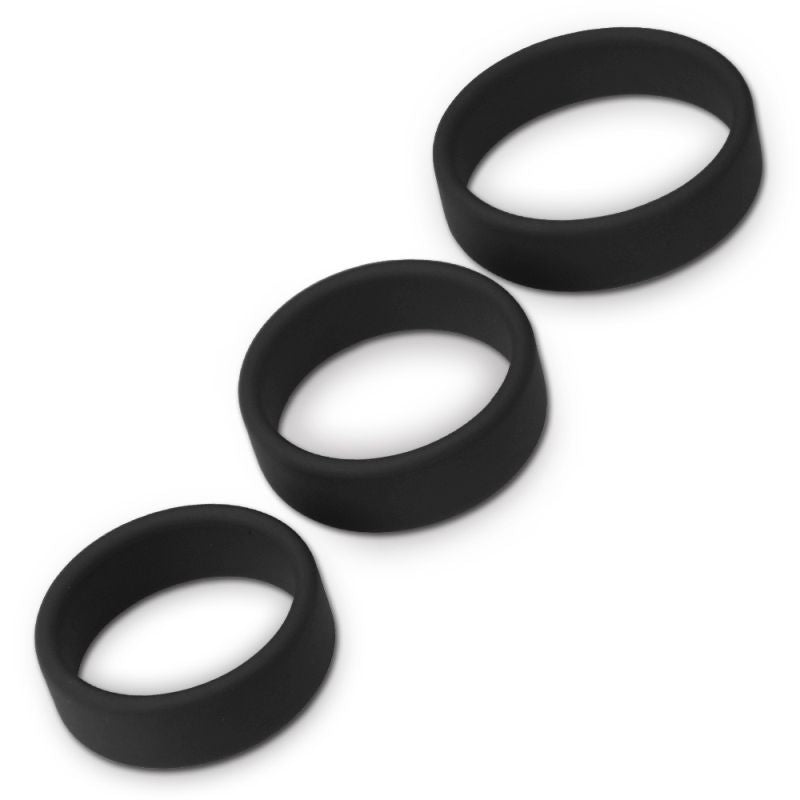 Power Plus - Silicone 3 Piece Pro Cock Ring Set - Black - K. P.