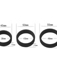 Power Plus - Silicone 3 Piece Pro Cock Ring Set - Black - K. P.