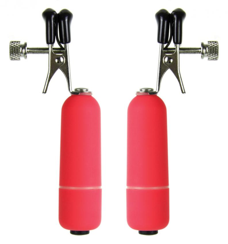 Ouch! - Vibrating Nipple Clamps - Red