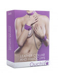 Ouch! - Leather Collar and Handcuffs - Purple