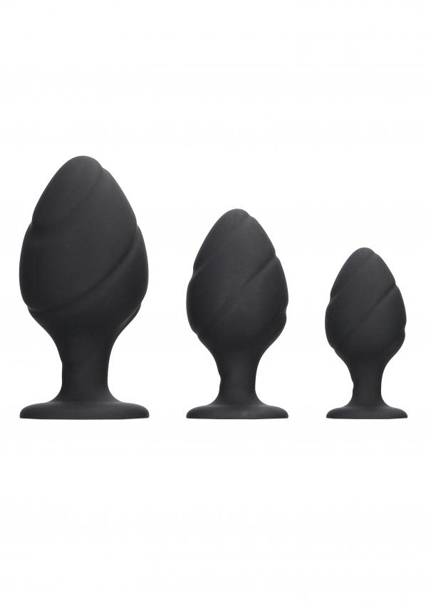 Ouch! - Swirled Butt Plug Set - Black - K. P.