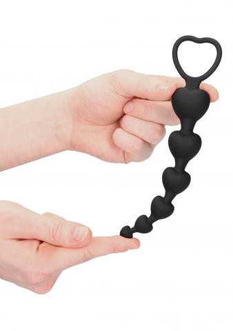 Ouch! - Anal Heart Beads - Black