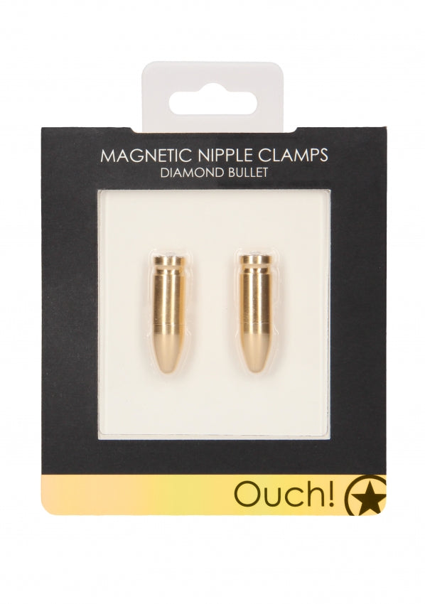 Ouch! - Magnetic Nipple Clamps - Diamond Bullet - Gold