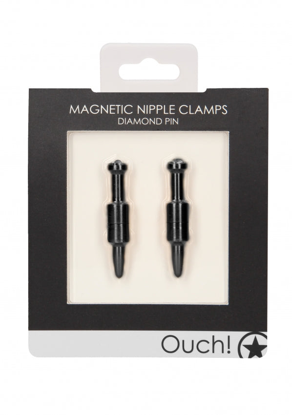 Ouch! - Magnetic Nipple Clamps Diamond Pin - Black