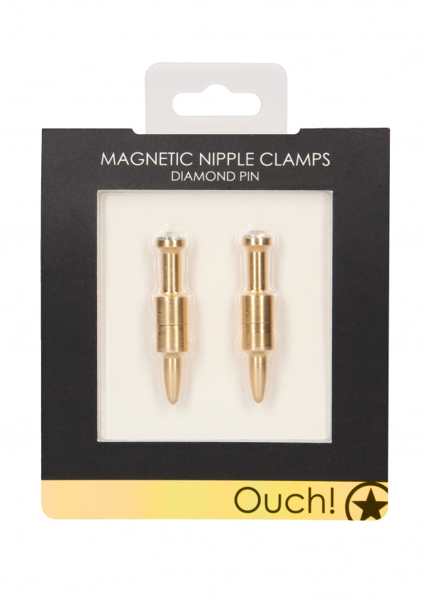 Ouch! - Magnetic Nipple Clamps Diamond Pin - Gold