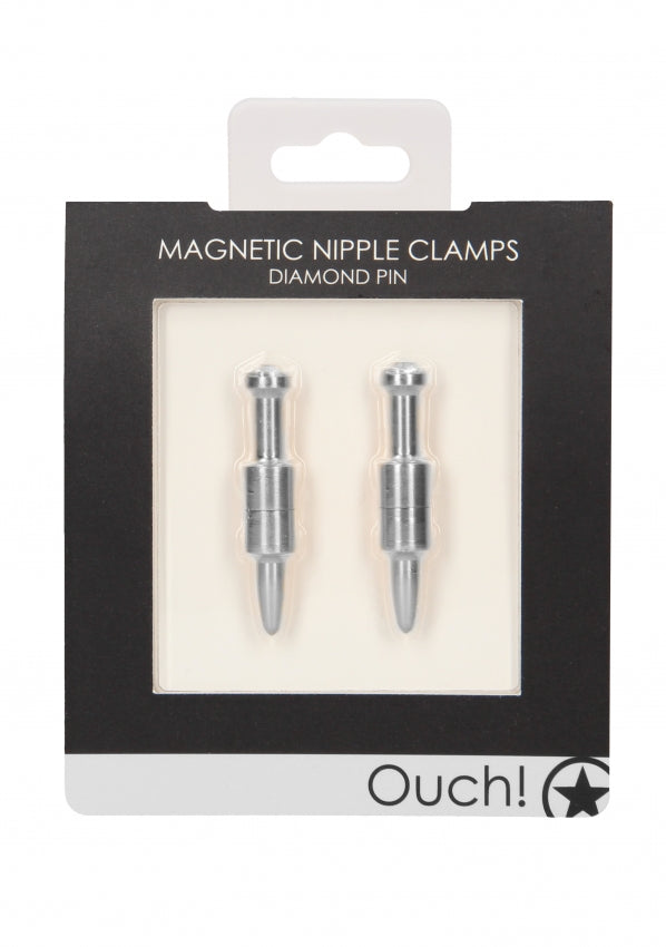 Ouch! - Magnetic Nipple Clamps - Diamond Pin - Silver