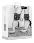 Ouch! Black & White - Plush Bonded Leather Ankle Cuffs With Adjustable Straps - Black
