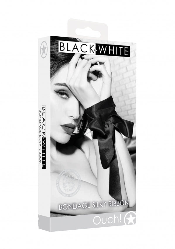 Ouch! Black &amp; White - Bondage Silky Ribbon - Black - K. P.