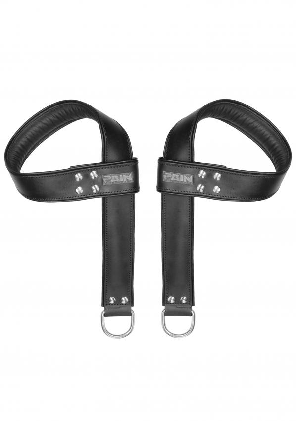 Ouch! Pain - Suspension Cuffs Saddle Leather Hands &amp; Feet - Black