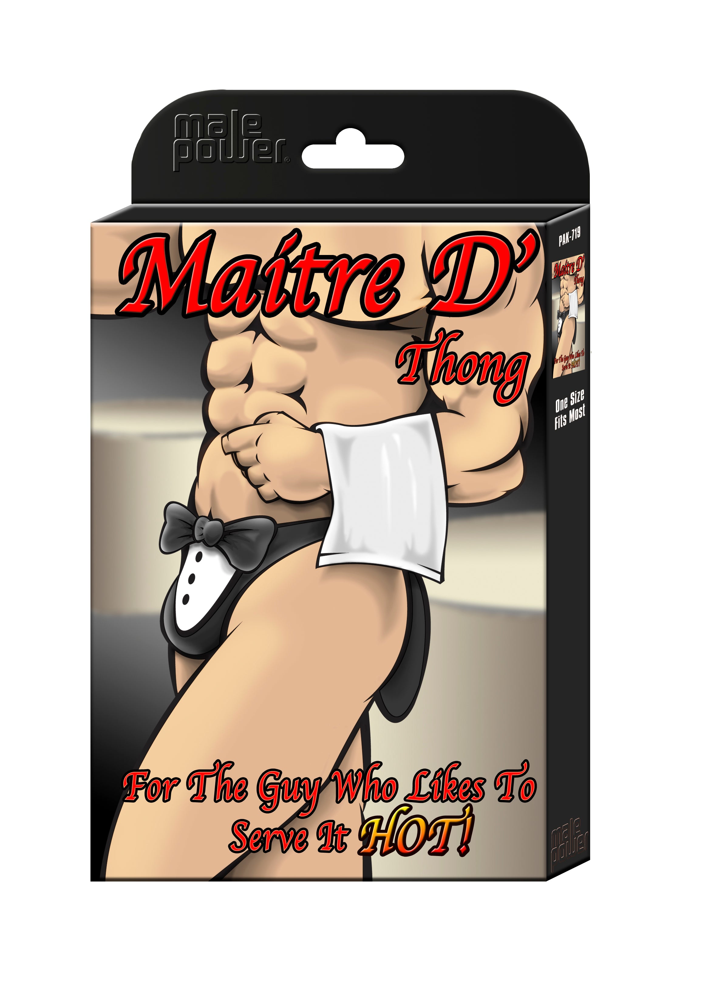 Male Power - MaitreD Thong Novelty  - Black/White