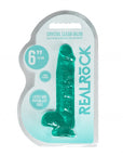 Realrock Crystal Clear - 6" / 15 cm Realistic Dildo with Balls - Green