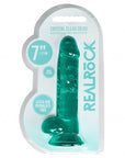 Realrock Crystal Clear - 7" Realistic Dildo With Balls - Green