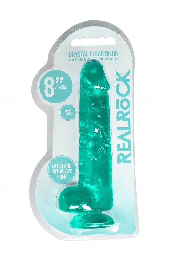 Realrock Crystal Clear - 8&quot; Realistic Dildo With Balls - Green