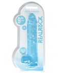 Realrock Crystal Clear - 9" Realistic Dildo With Balls - Blue - K. P.