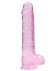 Realrock Crystal Clear - 9" Realistic Dildo With Balls - Pink